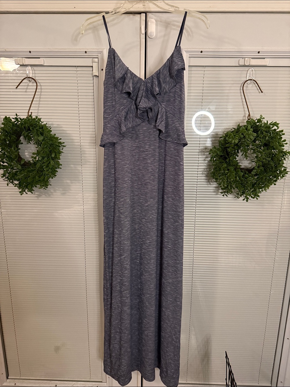 Max Studio Ruffle Front Microstripe Maxi Dress - Picture 3 of 9